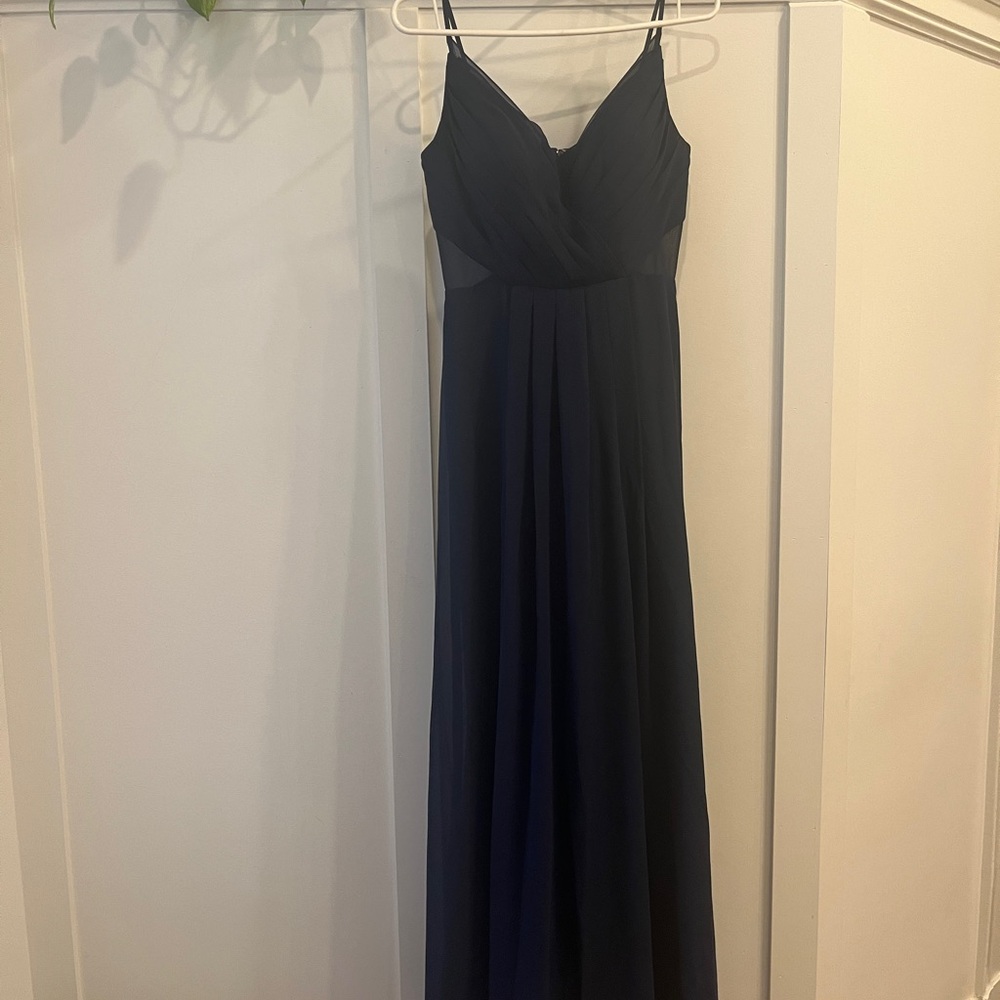Bari Jay NAVY BRIDESMAID Dress Spaghetti Strap, size 6
